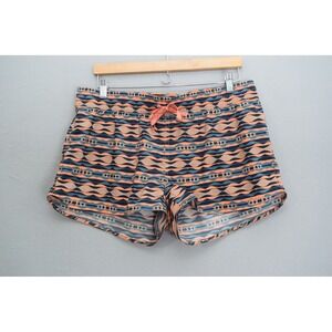 Patagonia Planing Micro Shorts Large Orange Blue Wave Print 57059 Women